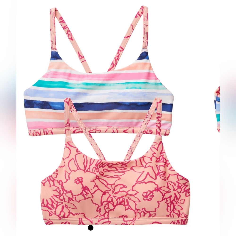 ATHLETA NWT  Girls Reversible Beachy Keen Bikini Top - Multi XXL ( 2 Available)